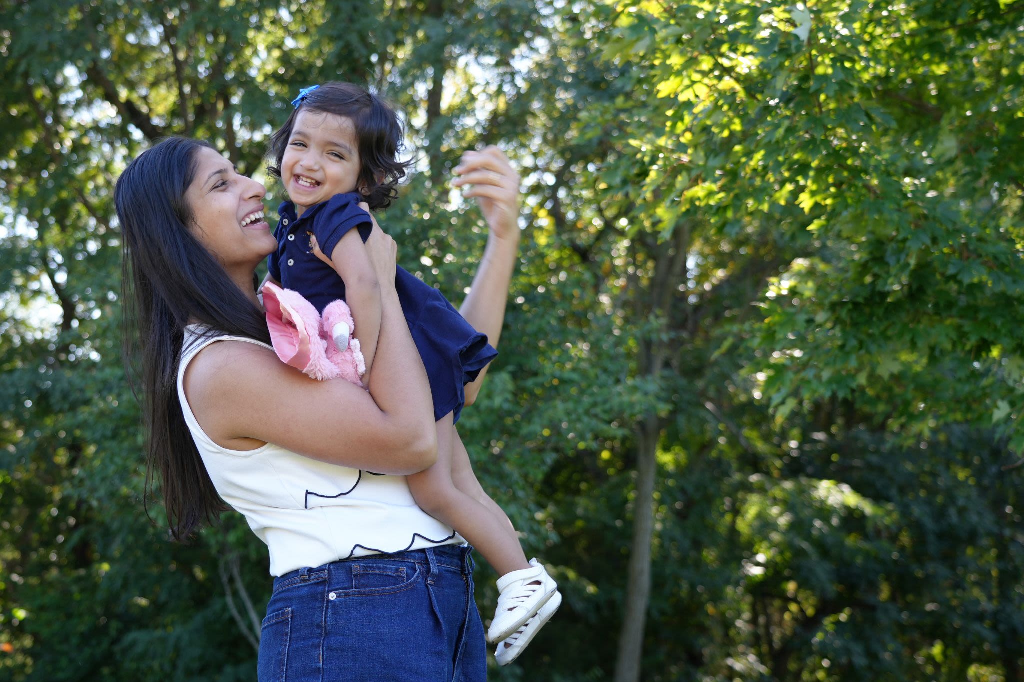 daughter and mother laughing