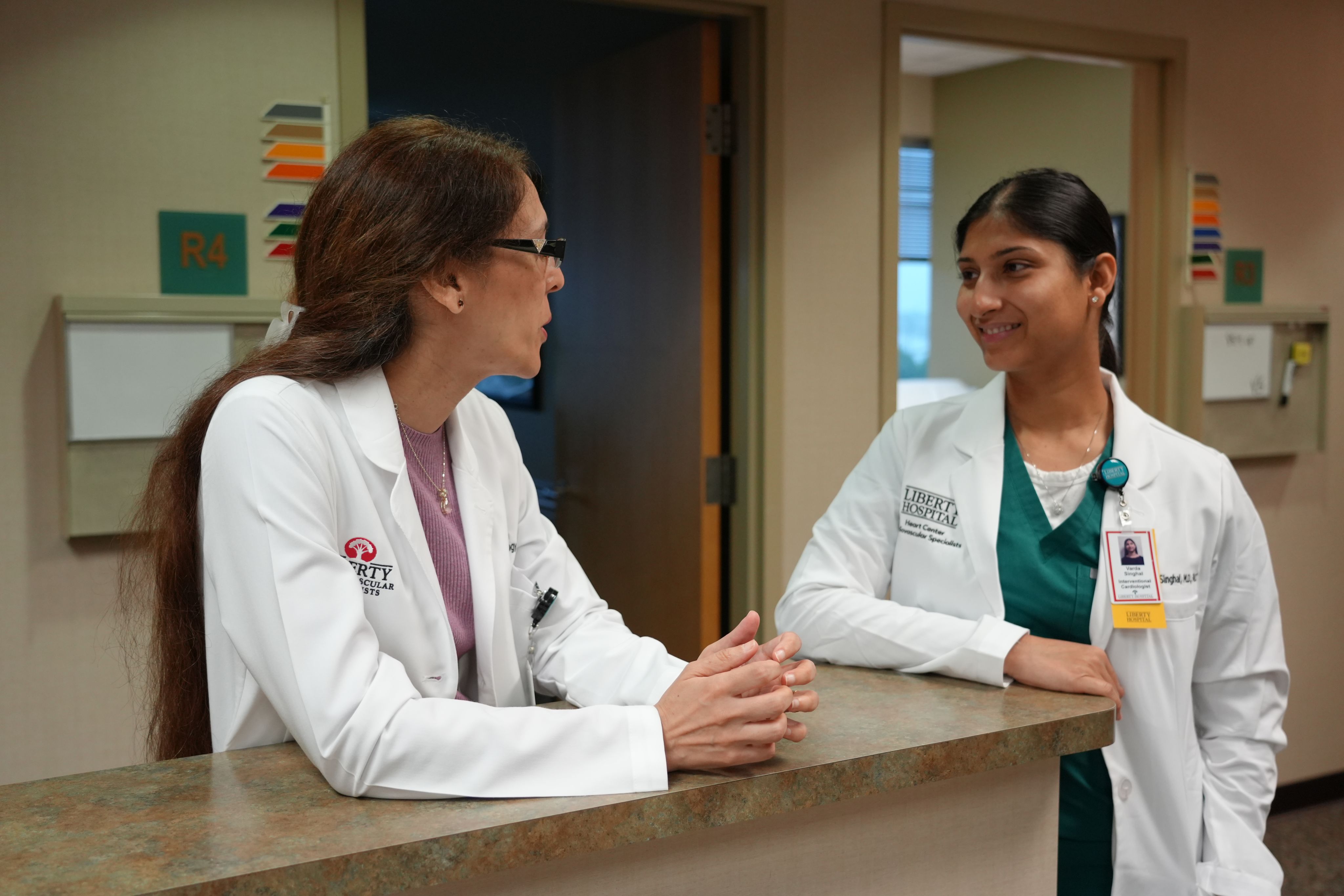 two female doctors talking